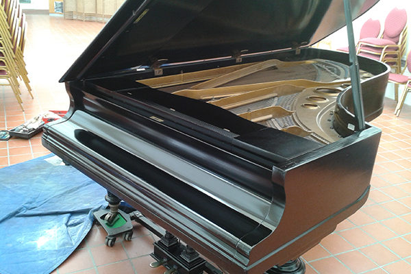 piano damage french polishing restoration project
